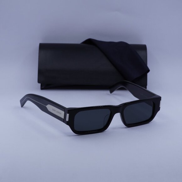 Saint Laurent SL660/F 001 Rectangle Sunglasses - Black - Picture 1 of 11
